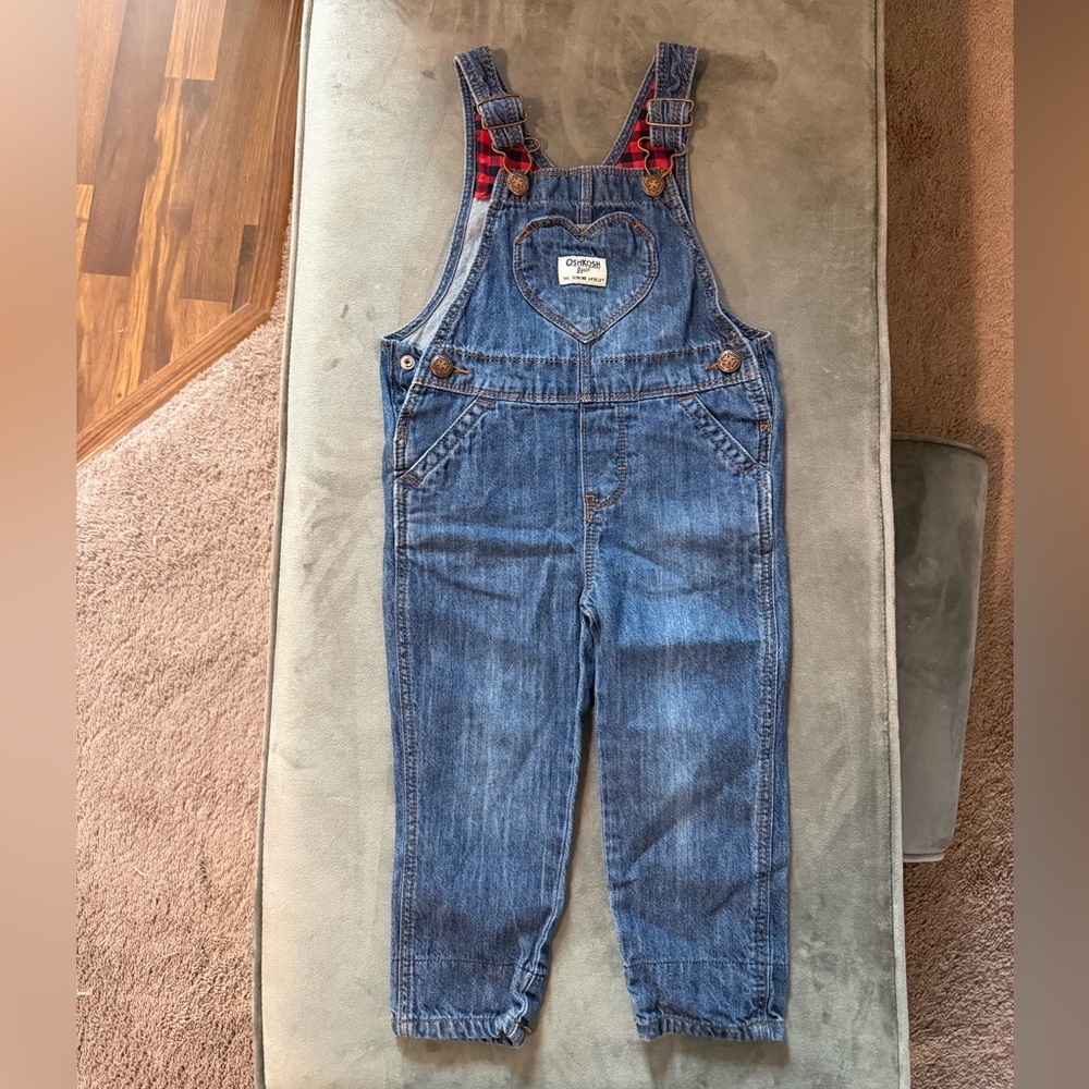 OshKosh B'gosh Blue Denim Overalls with Red Accents